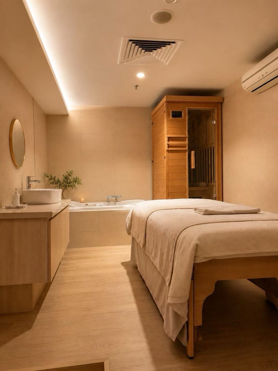 Private room with a quiet care bed and warm light